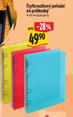 Albert Čtyřkroužkový pořadač A4 průhledný nabídka