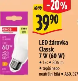 Albert LED žárovka Classic 7 W9 (60W) nabídka