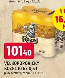 Trefa VELKOPOPOVICKÝ KOZEL 10° 6x 0,5l pivo světlé výčepní nabídka