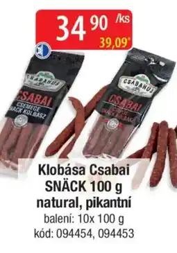 Qanto Klobása Csabai SNÄCK natural, pikantní nabídka