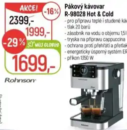 Globus Pákový kávovar R-98028 Hot & Cold nabídka