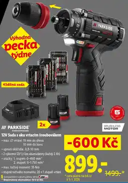 Lidl PARKSIDE 12V Sada s aku vrtacím šroubovákem nabídka
