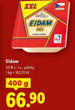 Lidl Eidam 30 % t. v s., plátky nabídka