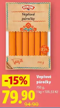 Lidl Vepřové párečky nabídka