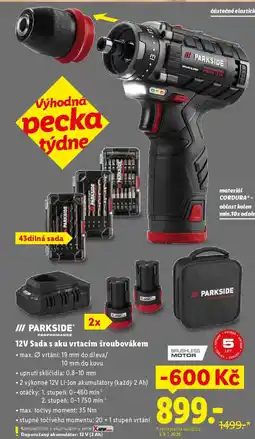 Lidl PARKSIDE 12V Sada s aku vrtacím šroubovákem nabídka