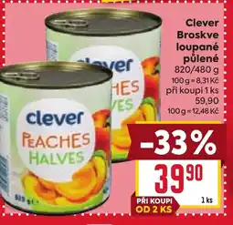 Billa Clever Broskve loupané půlené nabídka