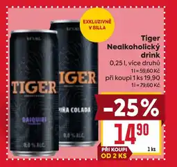Billa TIGER Nealkoholický drink nabídka