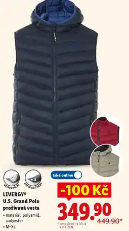 Lidl LIVERGY U.S. Grand Polo prošívaná vesta nabídka