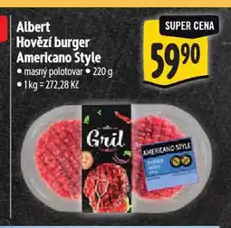 Albert Hovězí burger americano style nabídka