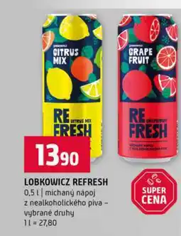 Terno LOBKOWICZ REFRESH 0,5l míchaný nápoj z nealkoholického piva vybrané druhy nabídka