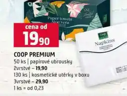 Terno COOP PREMIUM 50 ks papírové ubrousky 2vrstvé 130 ks kosmetické utěrky v boxu 3vrstvé nabídka