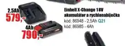 EVA Einhell X-Change 18V akumulátor a rychlonabíječka nabídka