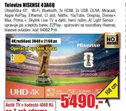 EVA Televize HISENSE 43A6Q nabídka