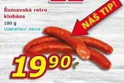 ESO MARKET Šumavská retro klobása Uzenářství Vávra nabídka