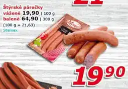 ESO MARKET Štýrské párečky vážené nabídka