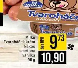 Jip Milko Tvaroháček krém kakao smetana vanilka nabídka