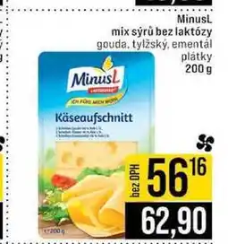Jip Minusl mix sýrů bez laktózy gouda, tylžský, ementál plátky nabídka