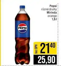 Jip Pepsi různé druhy Mirinda orange nabídka