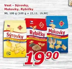 ESO MARKET Vest - Sýrovky, Makovky, Rybičky nabídka