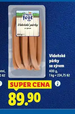 Lidl Vídeňské párky se sýrem nabídka