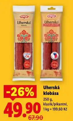 Lidl Uherská klobása nabídka