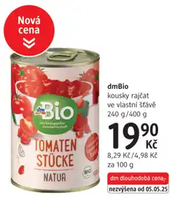 dm drogerie DmBio kousky rajčat ve vlastní šťávě nabídka