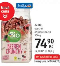 dm drogerie DmBio ovocné křupavé müsli nabídka