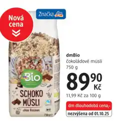 dm drogerie DmBio čokoládové müsli nabídka