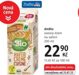 dm drogerie DmBio ovesný krém na vaření nabídka