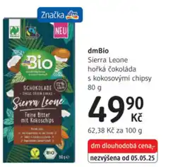 dm drogerie DmBio Sierra Leone hořká čokoláda s kokosovými chipsy nabídka