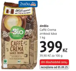 dm drogerie DmBio Caffé Crema zrnková káva nabídka