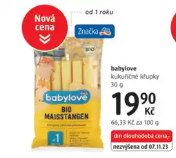 dm drogerie Babylove kukuřičné křupky nabídka