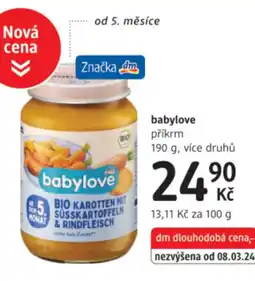 dm drogerie Babylove příkrm nabídka