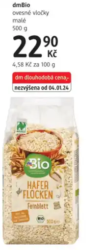 dm drogerie DmBio ovesné vločky malé nabídka