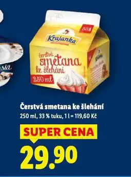 Lidl Čerstvá smetana ke šlehání nabídka