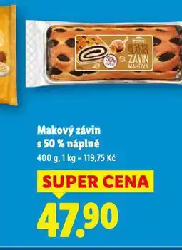 Lidl Makový závin s 50% náplně nabídka