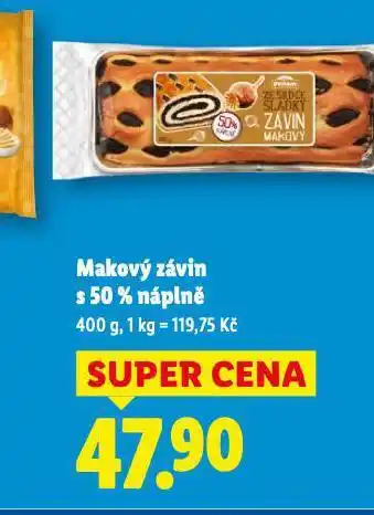 Makový závin s 50% náplně