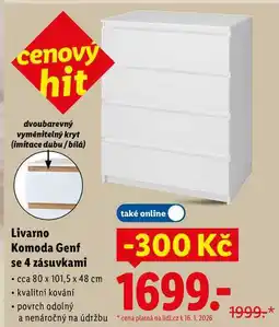 Lidl Livarno Komoda Genf se 4 zásuvkami nabídka