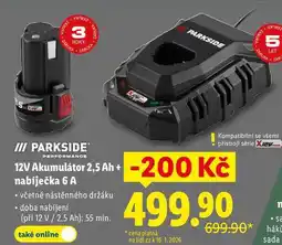 Lidl 12V Akumulátor 2,5 Ah + nabíječka 6 A nabídka