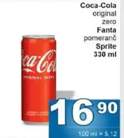 Jip Coca-Cola original zero Fanta pomeranč Sprite nabídka