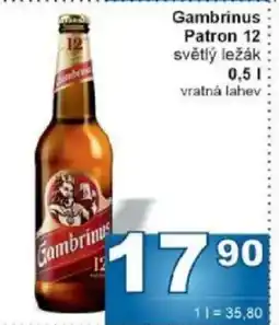 Jip Gambrinus Patron 12 světlý ležák nabídka