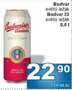 Jip Budvar světlý ležák Budvar 33 světlý ležák nabídka