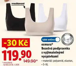 Lidl esmara Bezešvá podprsenka s vyjímatelnými vycpávkami nabídka