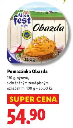 Lidl Alpen Fest Pomazánka Obazda nabídka