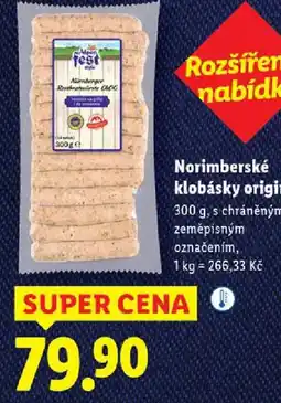 Lidl Alpen Fest Norimberské klobásky original nabídka