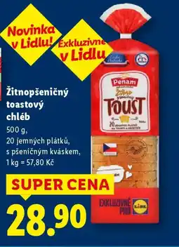 Lidl Penam Žitnopšeničný toastový chléb nabídka