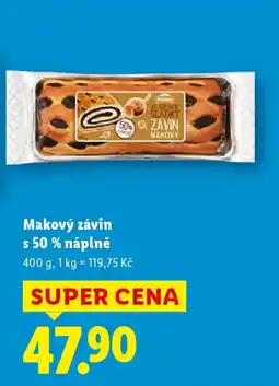 Lidl Makový závin 50% náplně nabídka