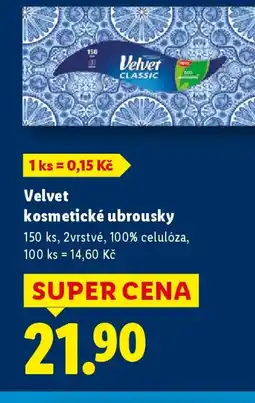 Lidl Velvet kosmetické ubrousky nabídka