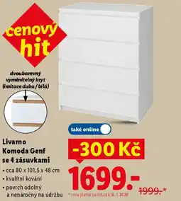 Lidl Livarno Komoda Genf se 4 zásuvkami nabídka