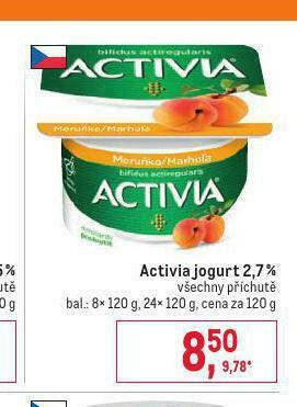 Makro Activia jogurt 2,7% nabídka
